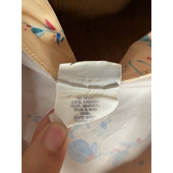 Pretty Tops Women's Vintage 70s Blouse Floral Short Sleeve Tie Yellow Spring XL - Picture 3 of 10